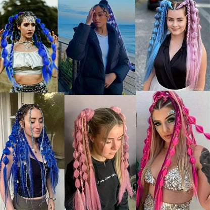 Long hand-braided performance ponytail wig