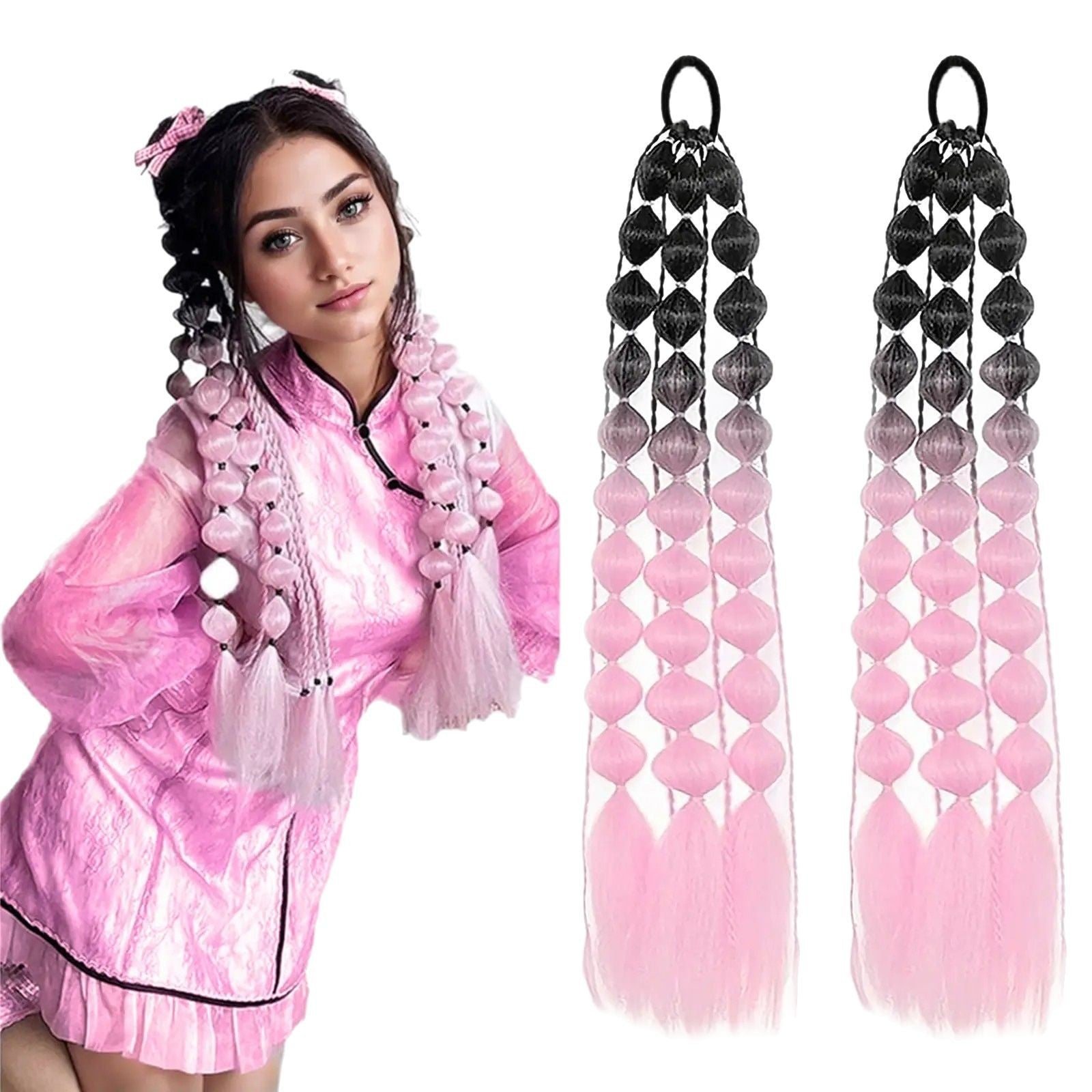 Long hand-braided performance ponytail wig
