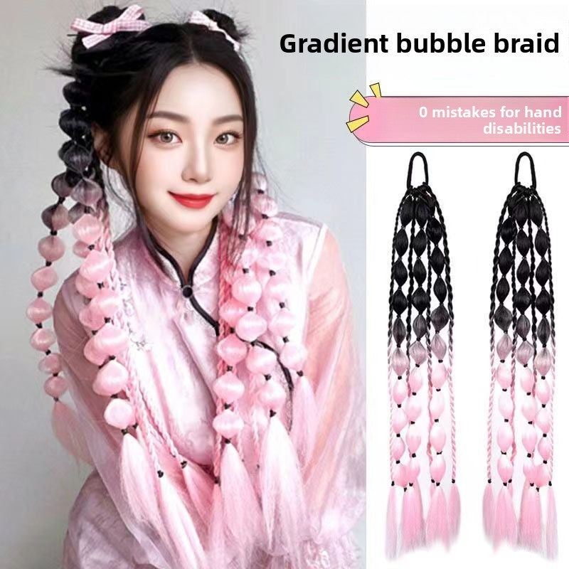 Long hand-braided performance ponytail wig