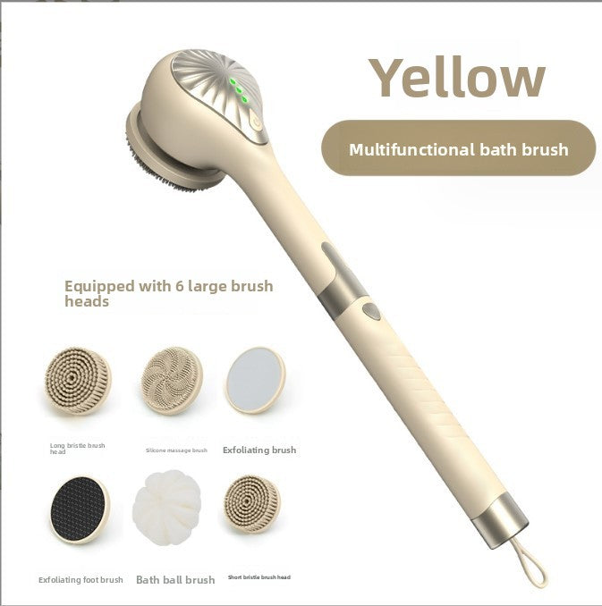 Long Handle Electric Shower Brush with Silicone Heads