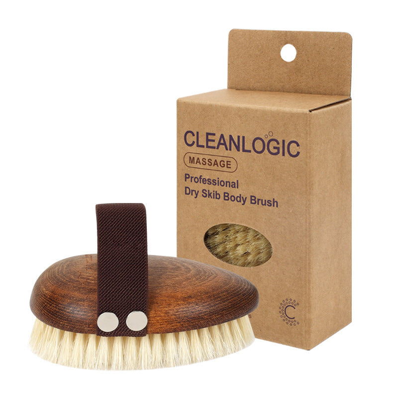 Long-Handled Boar Bristle Bath Brush for Exfoliating and Dry Brushing