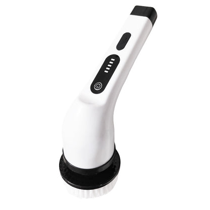 Long-handled floor scrubber