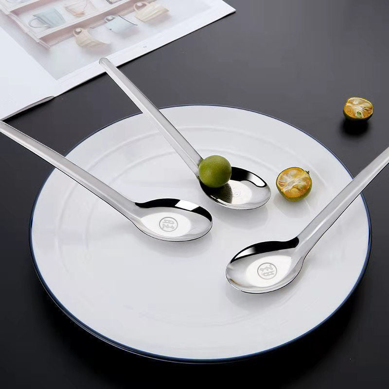 Long-handled stainless steel wong-shaped flat-bottomed spoon