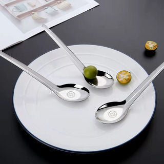 Long-handled stainless steel wong-shaped flat-bottomed spoon