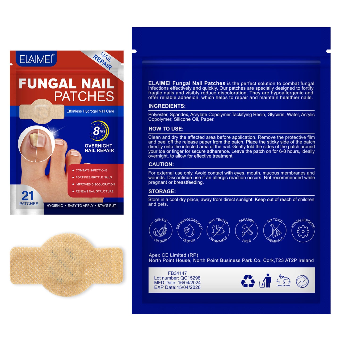 Long-lasting Nail Antibacterial Patches