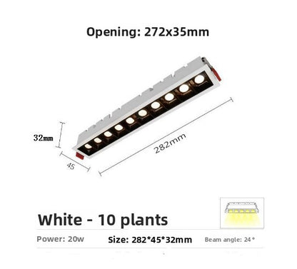 Long linear spotlight grille light strip