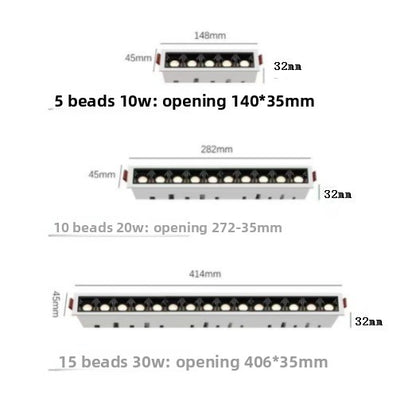Long linear spotlight grille light strip