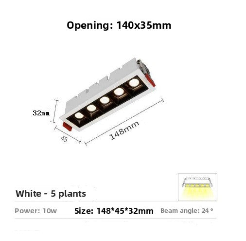 Long linear spotlight grille light strip