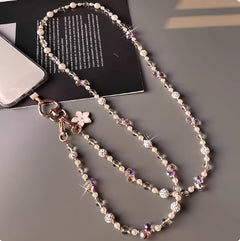 Crossbody Floral Pearl Phone Charm