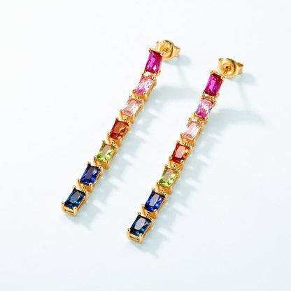 Long Rainbow Drop Earrings