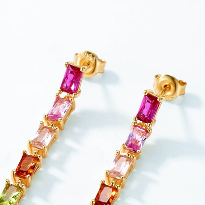 Long Rainbow Drop Earrings