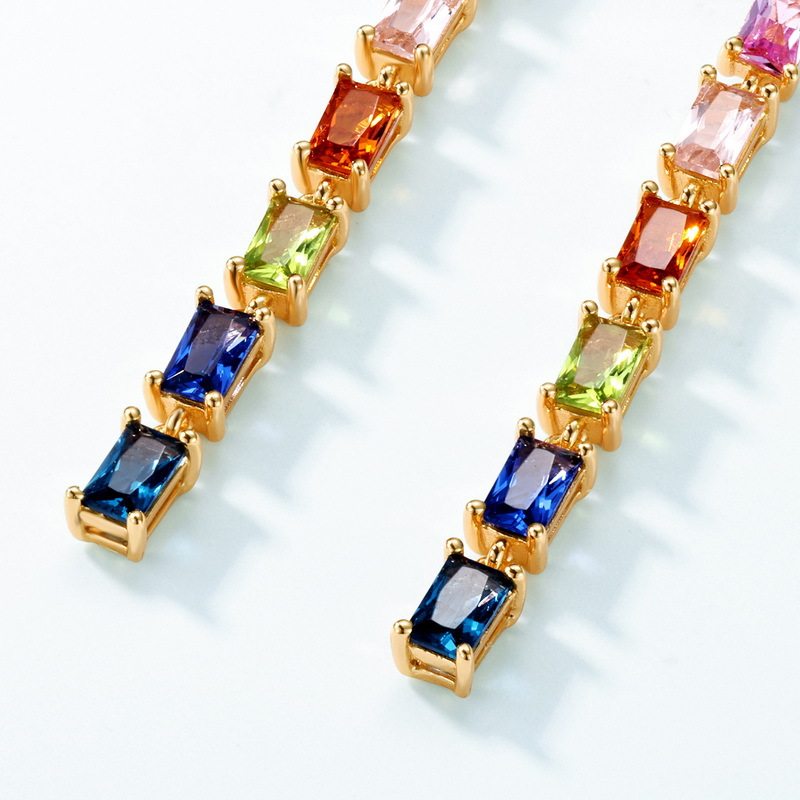 Long Rainbow Drop Earrings