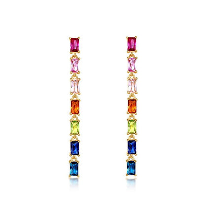 Long Rainbow Drop Earrings