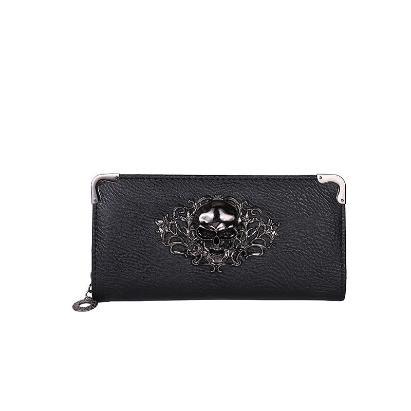 Long Retro Skull Design Women Wallet Clutch Bag