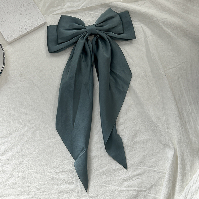 Long ribbon back of the head spring clip hairpin