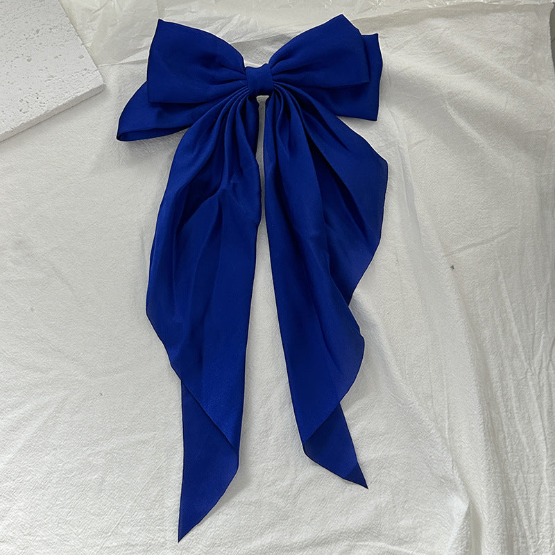 Long ribbon back of the head spring clip hairpin