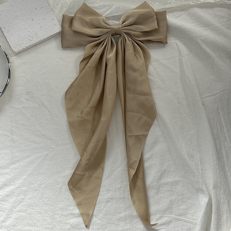 Long ribbon back of the head spring clip hairpin