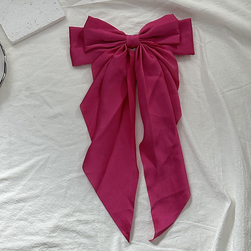 Long ribbon back of the head spring clip hairpin