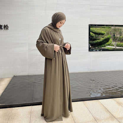 Long robe cardigan dress with two-piece inner layer