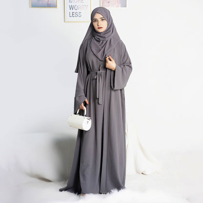 Long robe cardigan dress with two-piece inner layer