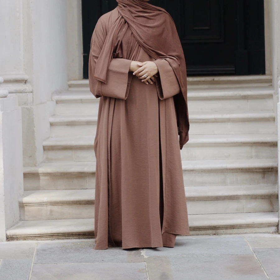 Long robe cardigan dress with two-piece inner layer
