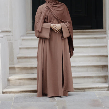 Long robe cardigan dress with two-piece inner layer