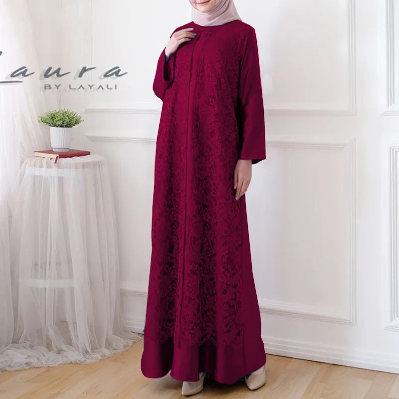 Long robe-style pullover dress