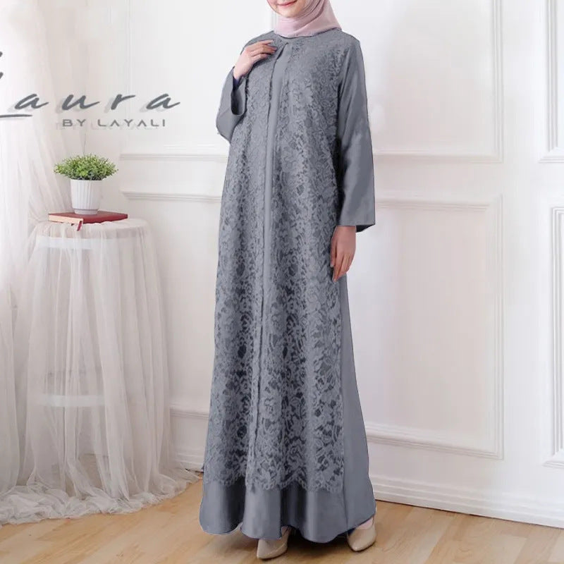 Long robe-style pullover dress