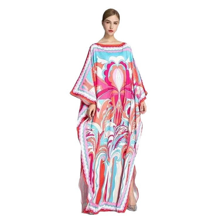 Long robe with V-neck and long skirt