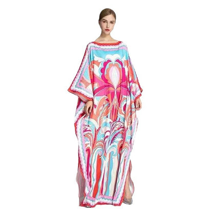 Long robe with V-neck and long skirt
