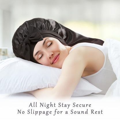 Long Satin Sleep Cap with Tie for Hair Protection