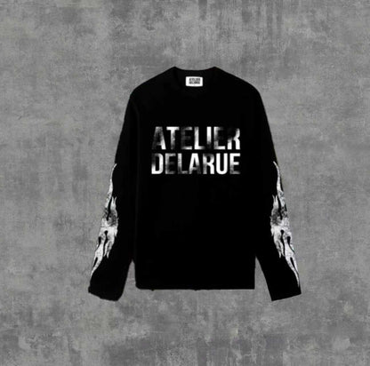 Long Sleeve Cotton T-Shirt with Print