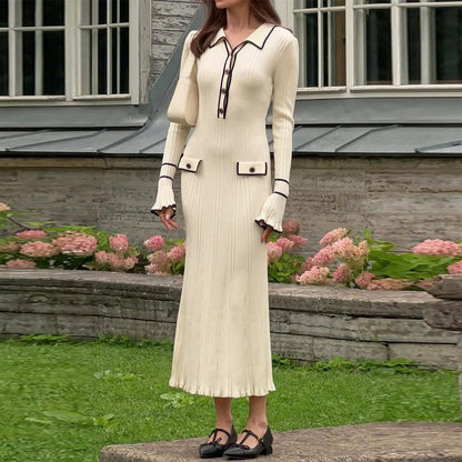 Long Sleeve Flared Knitted Dress