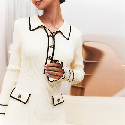 Long Sleeve Flared Knitted Dress