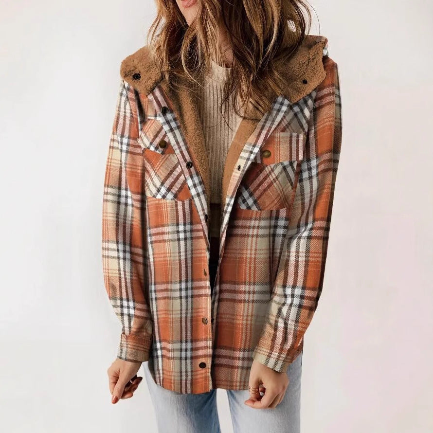 Long Sleeve Fluffy Hooded Jacket