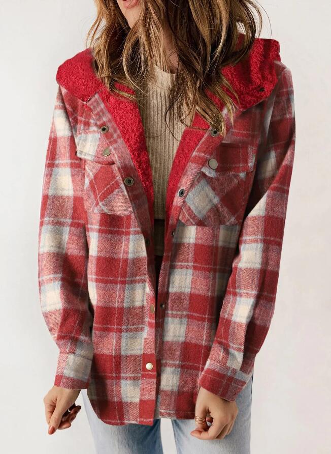 Long Sleeve Fluffy Hooded Jacket