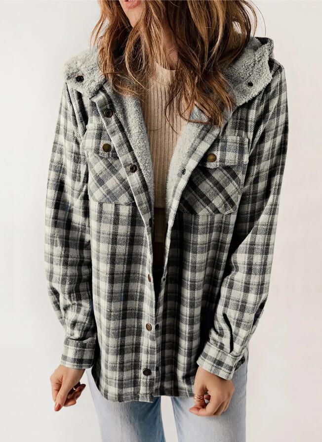 Long Sleeve Fluffy Hooded Jacket