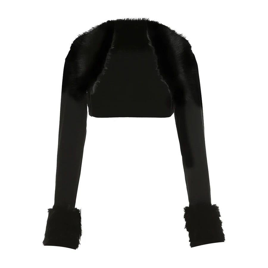 Long Sleeve Fur Collar Womens Top