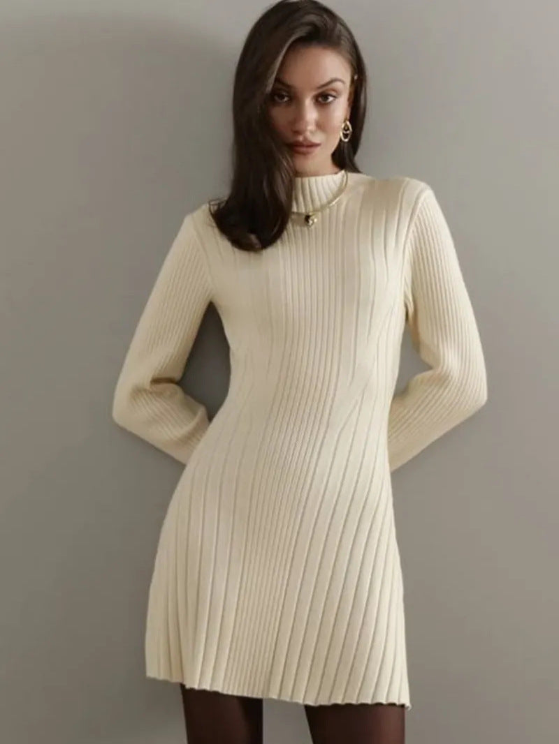 Long Sleeve Half Turtleneck Knitted Dress