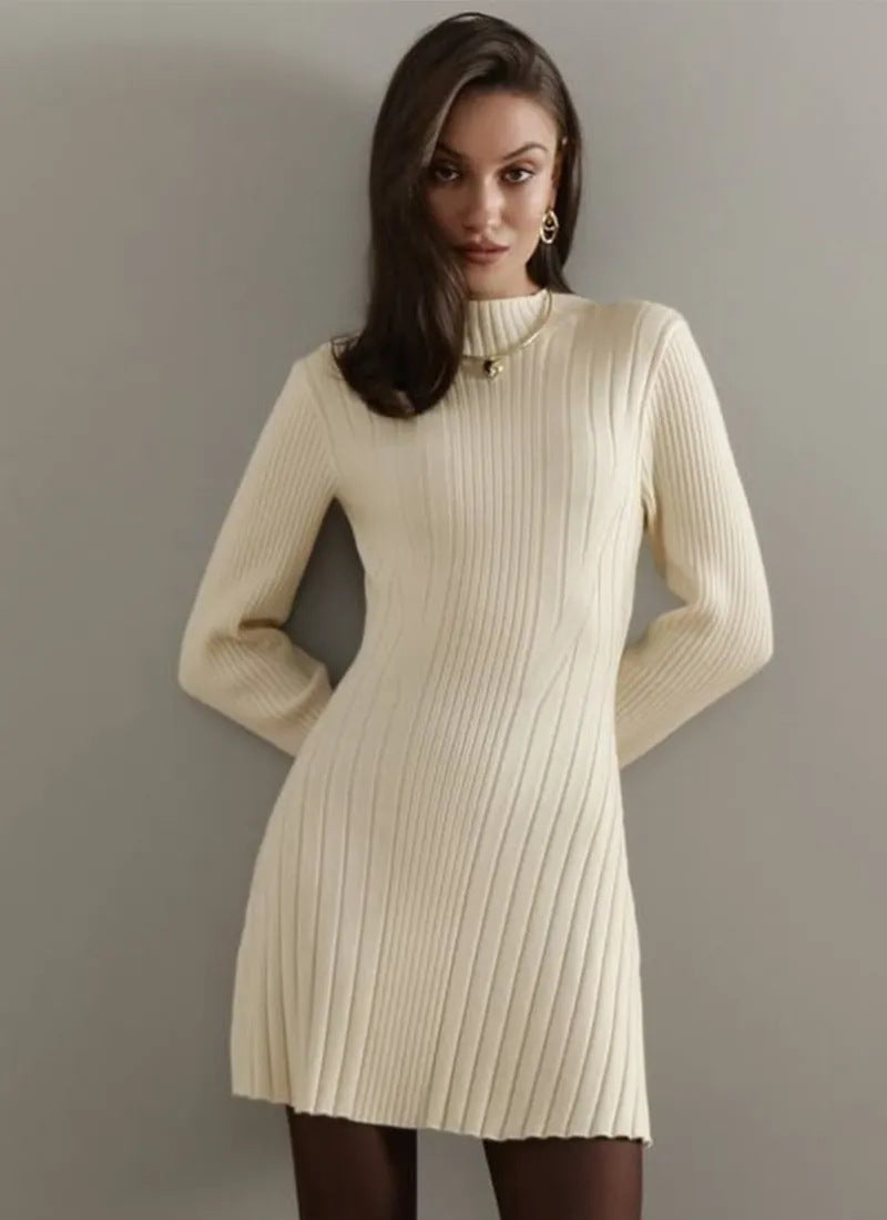 Long Sleeve Half Turtleneck Knitted Dress