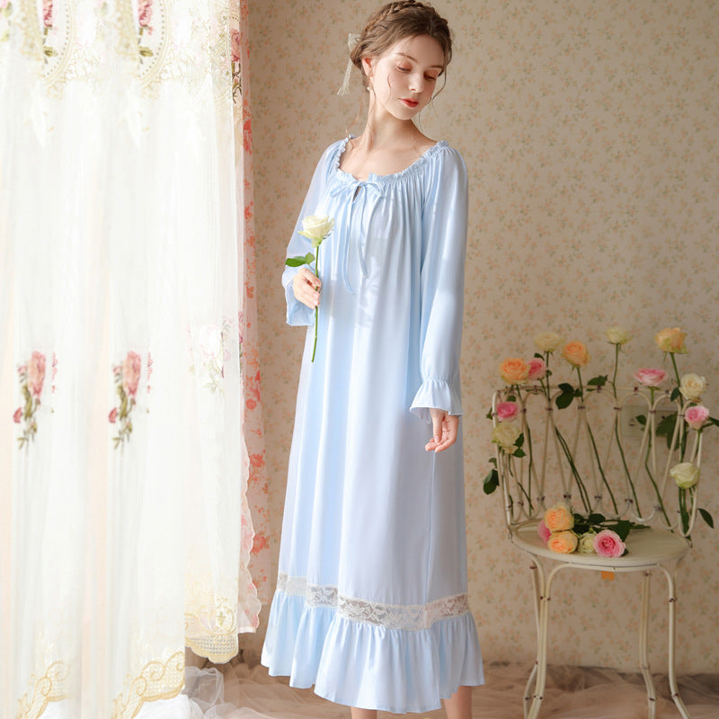 Long Sleeve Knitted Cotton Nightgown