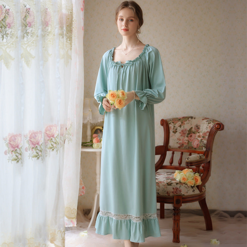 Long Sleeve Knitted Cotton Nightgown