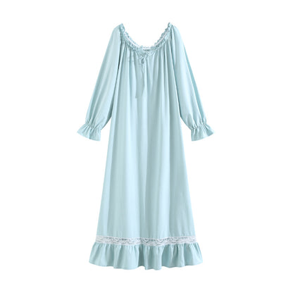 Long Sleeve Knitted Cotton Nightgown