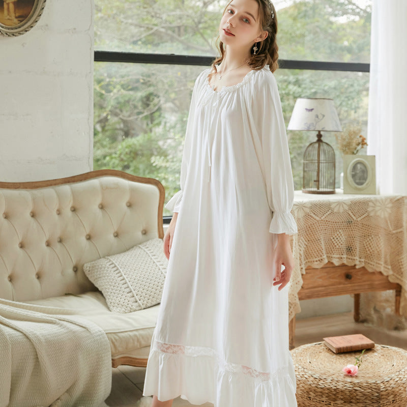 Long Sleeve Knitted Cotton Nightgown