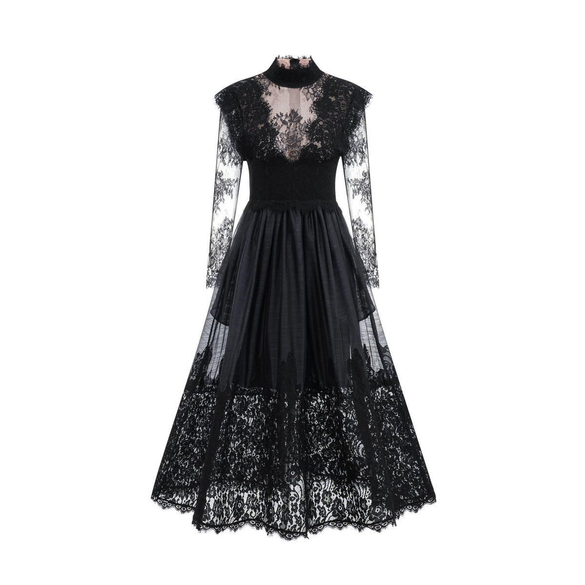 Long Sleeve Lace Half Turtleneck Dress