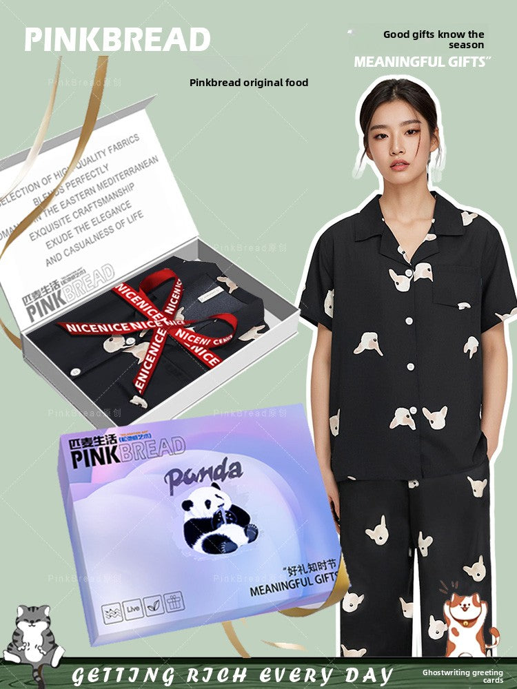 Long-sleeve pajamas made of ice silk loungewear