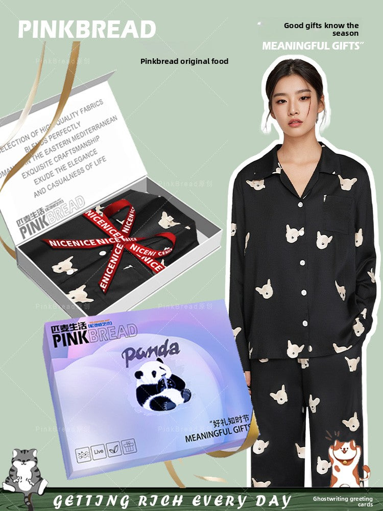 Long-sleeve pajamas made of ice silk loungewear