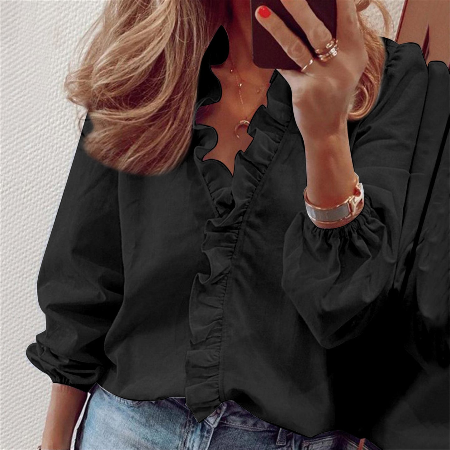 Long Sleeve Ruffled Blouse