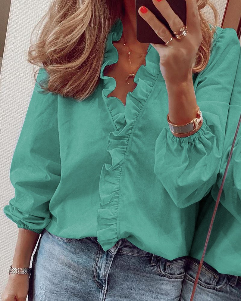 Long Sleeve Ruffled Blouse