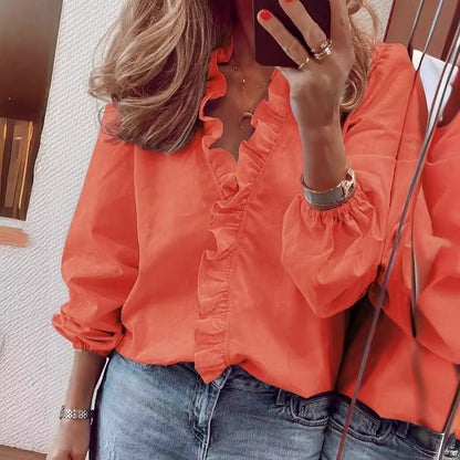 Long Sleeve Ruffled Blouse